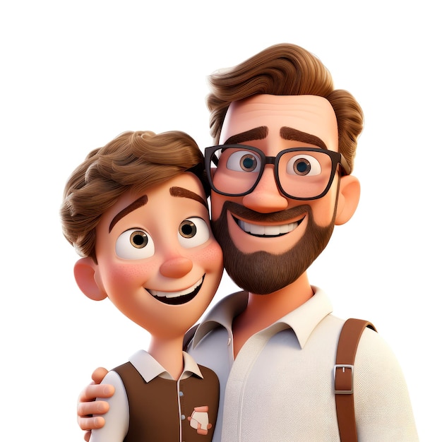 Photo photo 3d cartoon of happy father and son