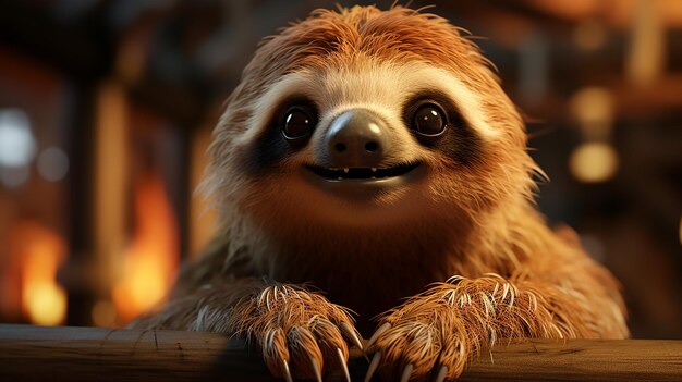 a photo of 3d cartoon sloth