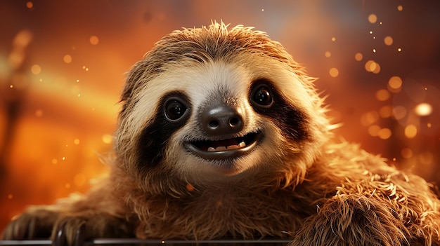 a photo of 3d cartoon sloth