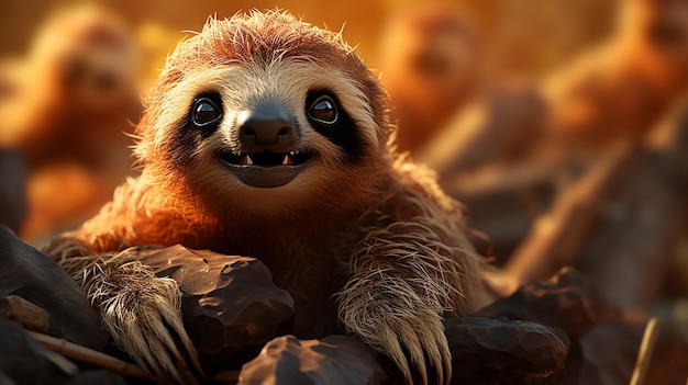 a photo of 3d cartoon sloth