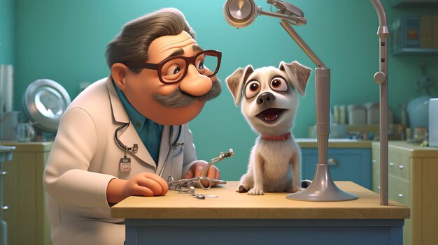 A photo of a 3D character conducting a physical examination