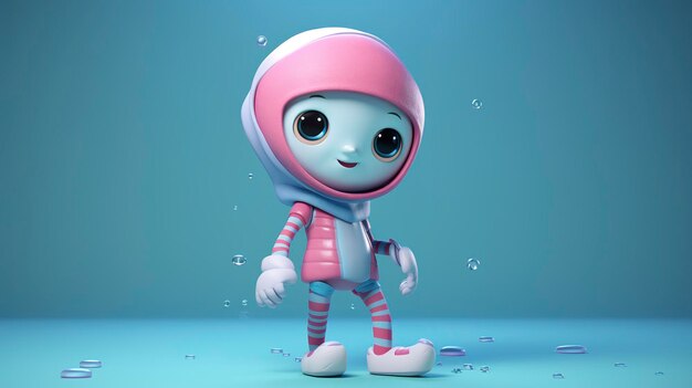 A photo of a 3D character in a cooldown stretch wear