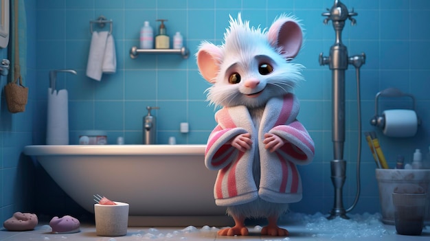 A photo of a 3D character demonstrating proper grooming