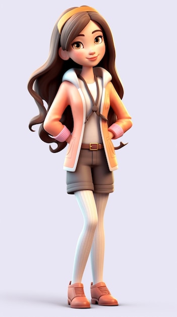 Photo a 3d character girl fashion generative ai