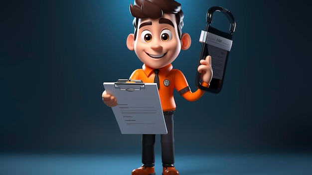 Фото 3D-персонажа, держащего бумажку
