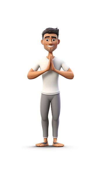 Photo of 3d character of men doing yoga exercise