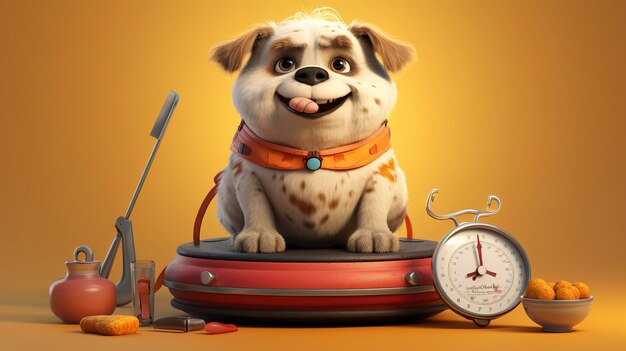 A photo of a 3D character offering pet weight management