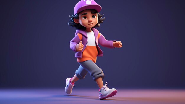 A photo of a 3D character wearing Nike running shoes