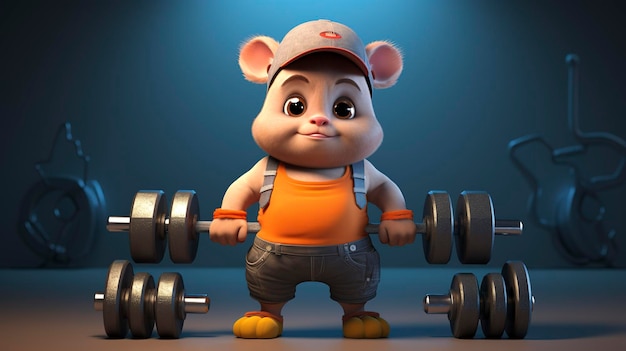 A photo of a 3D character wearing weightlifting glove