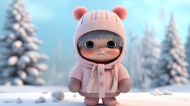 A photo of a 3D character in a winter scene bundle