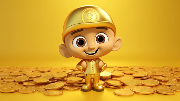 Photo a photo of a 3d character with a gold coin