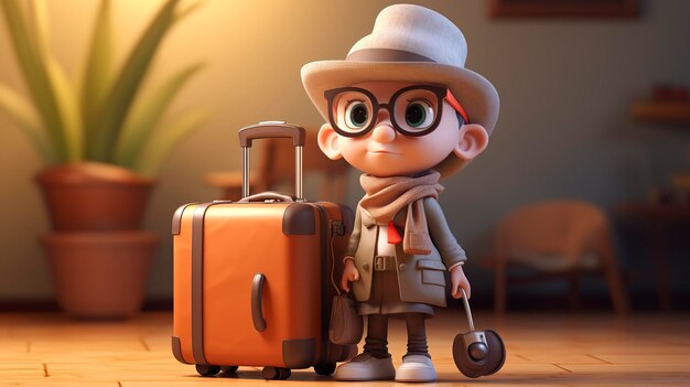 Photo a photo of a 3d character with a suitcase