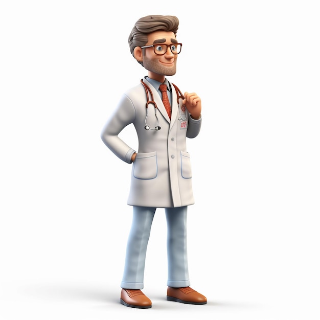 Photo a 3d character of young neurologist generative ai