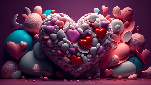 Photo photo 3d colorful realistic cute heart abstract background generative ai