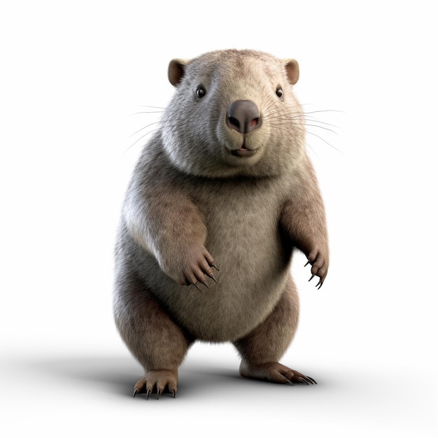 자신감 있는 생성 AI와 함께 서있는 3d 일반 wombat 사진