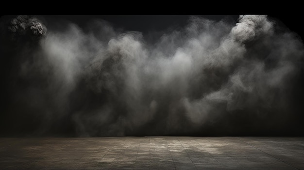 Photo 3d dark grunge display background with smoky atmosphere