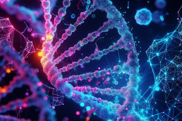 Photo 3d dna background with detailed and stylistic renderings