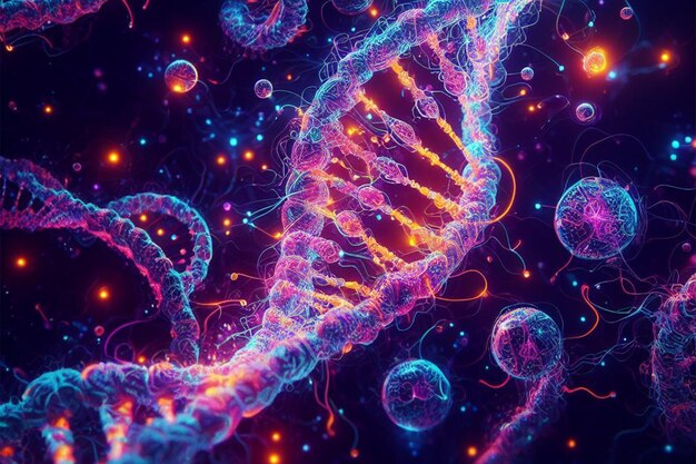 Photo 3d dna background with detailed and stylistic renderings