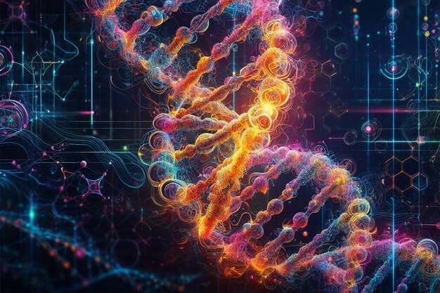 Photo 3d dna background with detailed and stylistic renderings