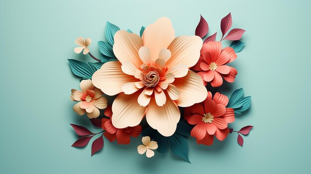 Фото Фото 3d цветочная бумага цветочная 3d иллюстрация