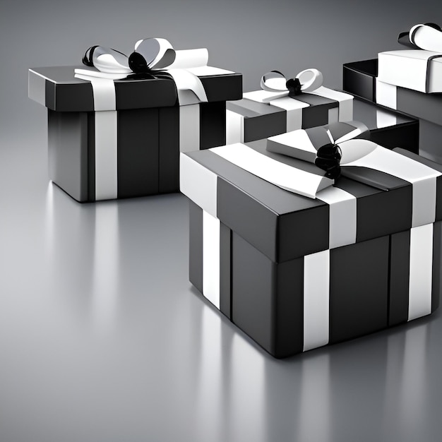 Photo of 3d gift boxes background Illustration Generative AI