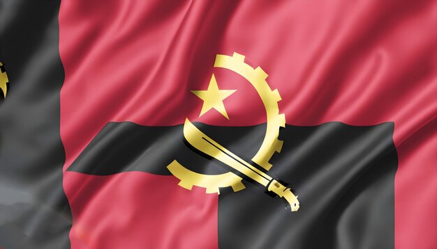 Photo photo 3d illustration of the angola flag waving texture