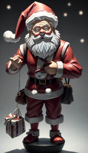 Photo 3d illustration Beautiful magic santa with gift box