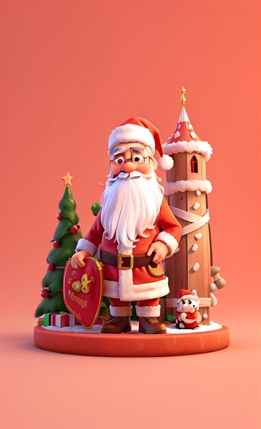 Foto foto 3d illustrazione bellissimo babbo natale