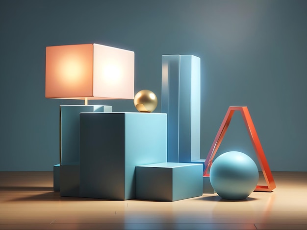 Photo 3d illustration classic still life with a geometric volumetric figure of a lighting cube1