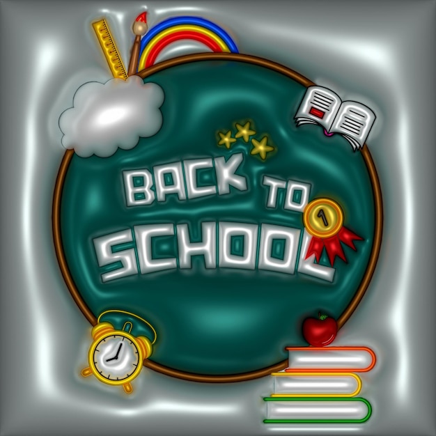 Photo 3d inflated view of back to school