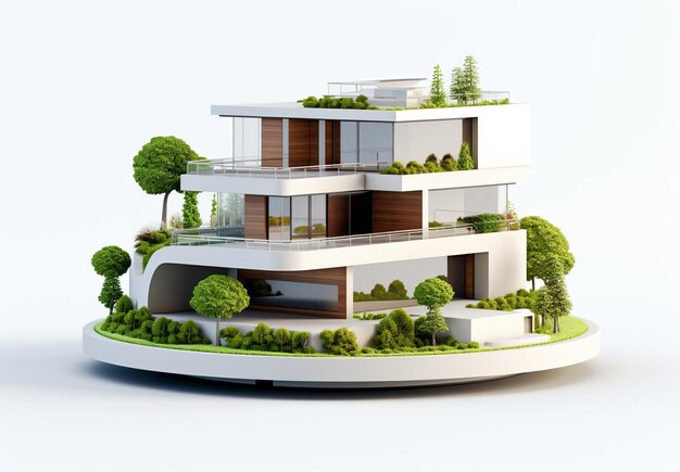 Photo 3d luxury house in white background