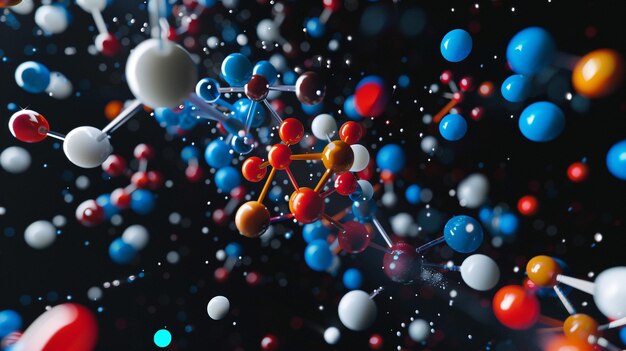 Photo photo of a 3d molecular model with exploded view and vibrant colors