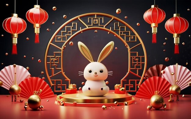 Photo 3d realistic Chinese new year background