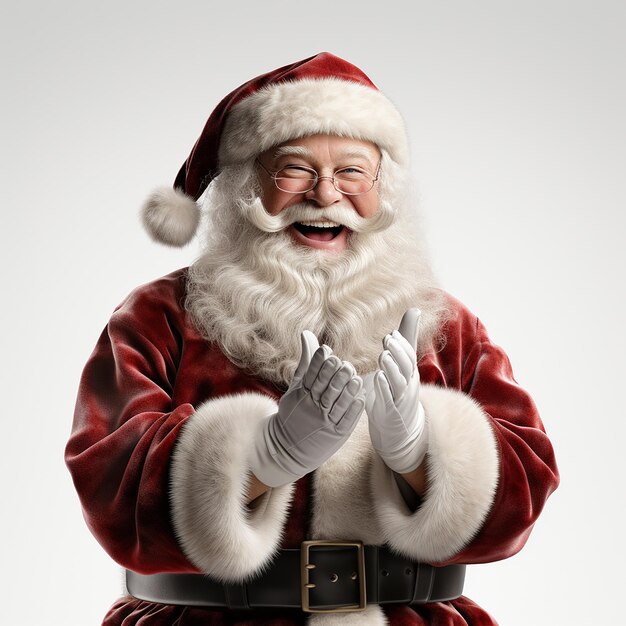 Photo 3d render of cartoon character santa claus with gift box merry christmas and new year with whi