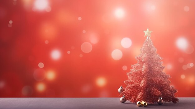 Photo 3d render of a christmas tree on a bokeh lights background