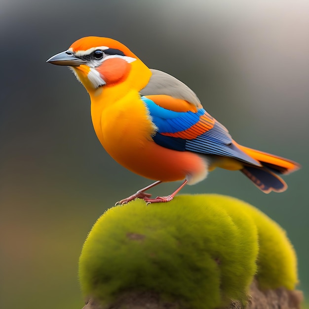 Photo 3d render of a colorful bird on a background