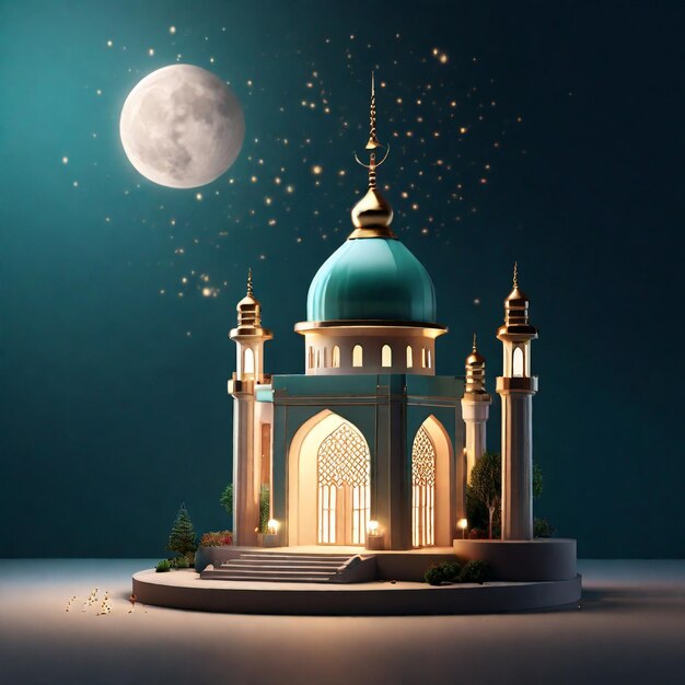 photo of a 3d rendering beautiful mosque