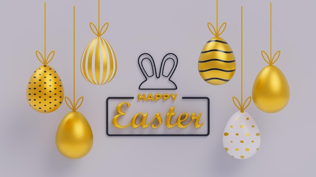 Photo 3D Rendering of Easter Decorative Eggs