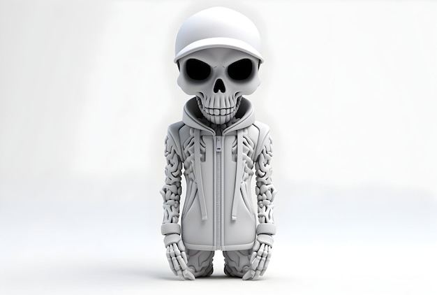 Фото 3D-рендеринга скелета на белом генеративный ai