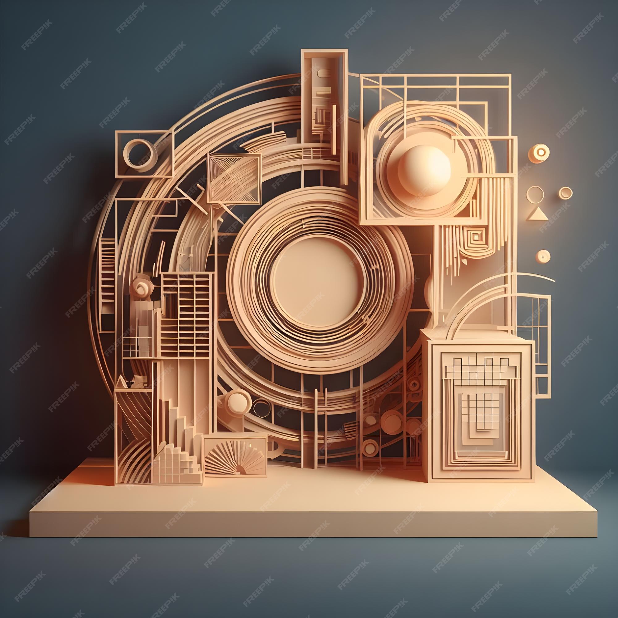 Premium AI Image | photo 3d room interior design with geometric shapes
