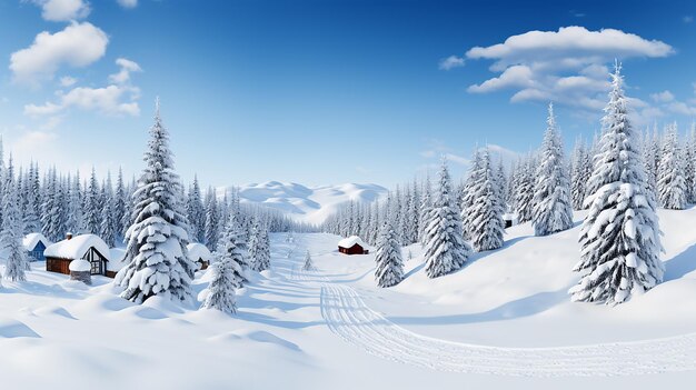 photo_3d_snowy_landscape_with_trees