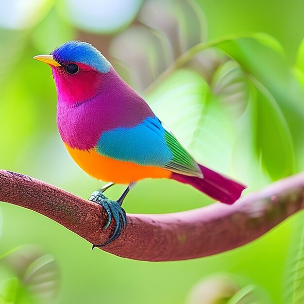 写真 色とりどりの鳥が森の枝の上に座っている写真