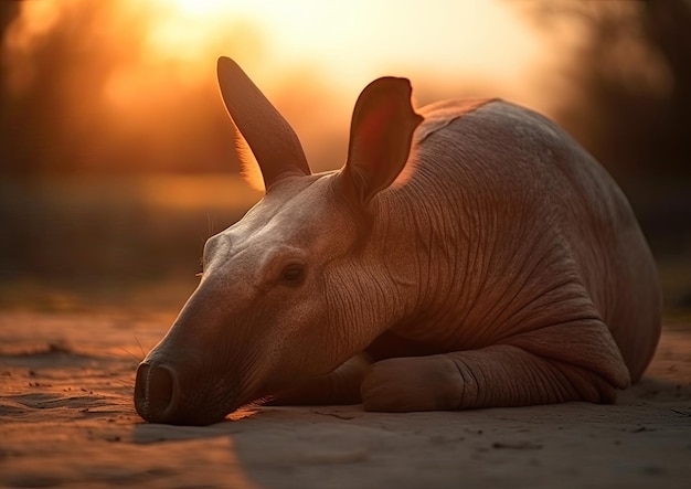 Photo of an aardvark basking in the sunlight 6