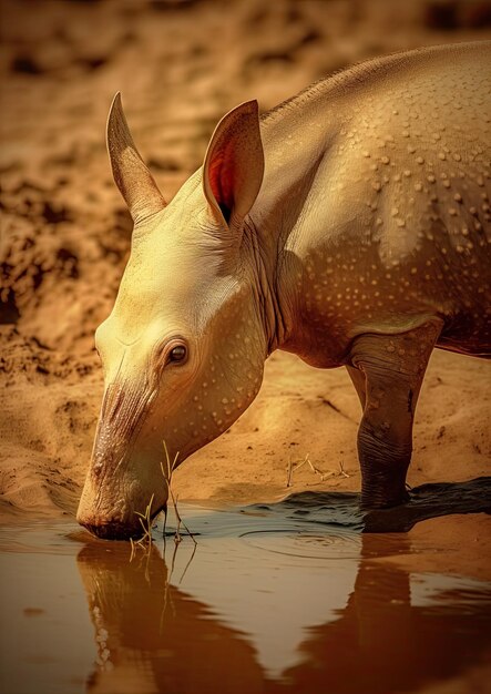 Photo of an aardvark enjoying a waterhole 7