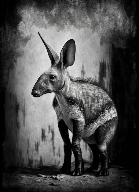 Photo of an aardvark with an artistic