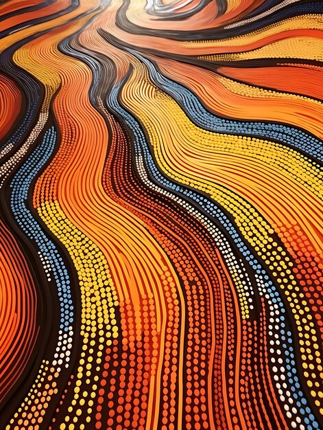 Photo of Aboriginal Art Exhibition in an Art Gallery Vibrant Painting Concept Ideas Festive