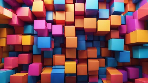 Photo of abstract 3d rendering of chaotic cubes wallpaper