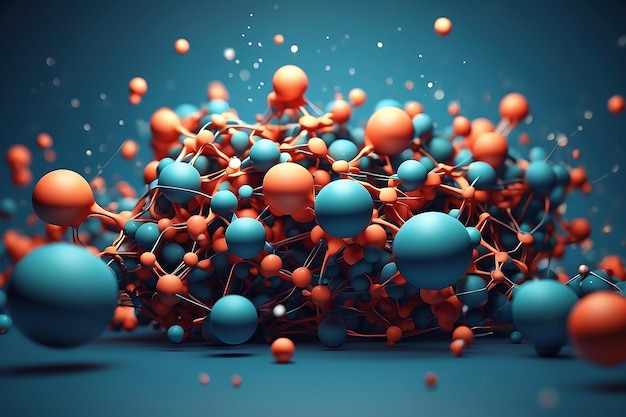 Фото абстрактный фон движущихся атомов 3d иллюстрация высокого качества