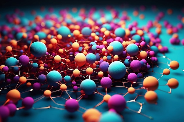 Photo abstract background of moving atoms 3d illustration of a high quality