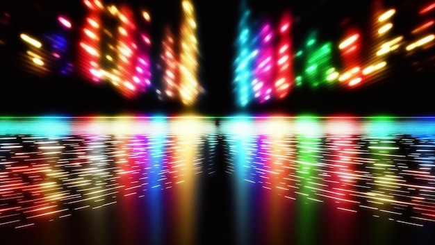 Photo photo abstract background neon multicolor light reflects off water beach party light show